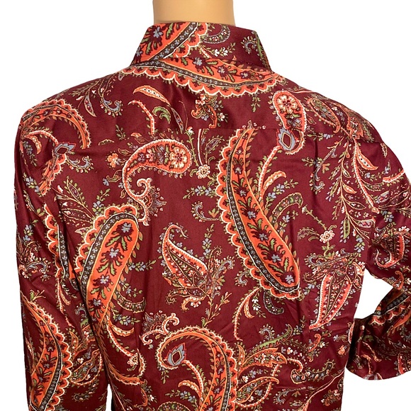๐ CHAPS BY RALPH LAUREN | NO IRON WINE MULTICOLOR PAISLEY BUTTON DOWN SHIRT L - Picture 9 of 16